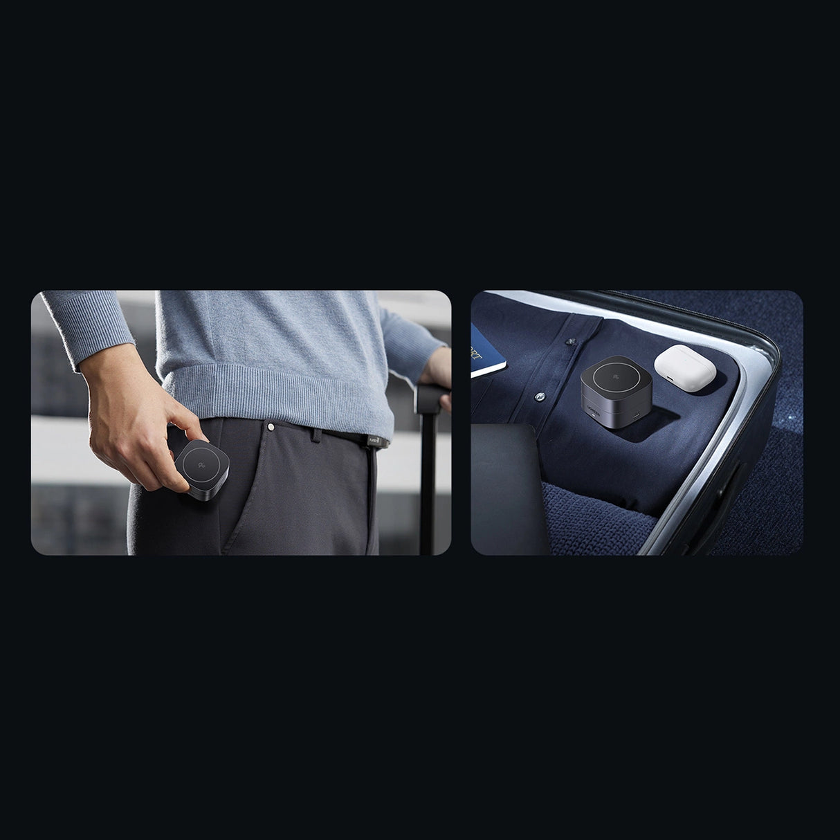 Ugreen W702 3in1 induktiv oplader med MagSafe / Qi2 og USB-C-port til telefon / hovedtelefoner - sort