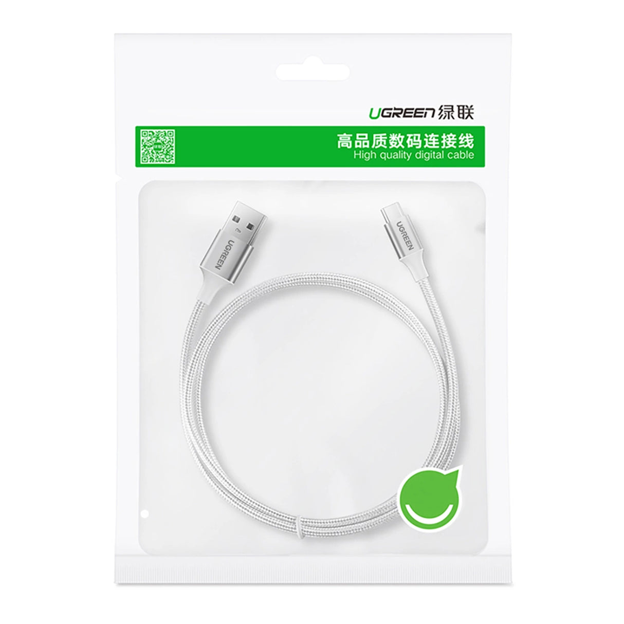 Grøn US288 60130 USB-A / USB-C QC 3.0 3A Kabel 0,5 m - Hvid