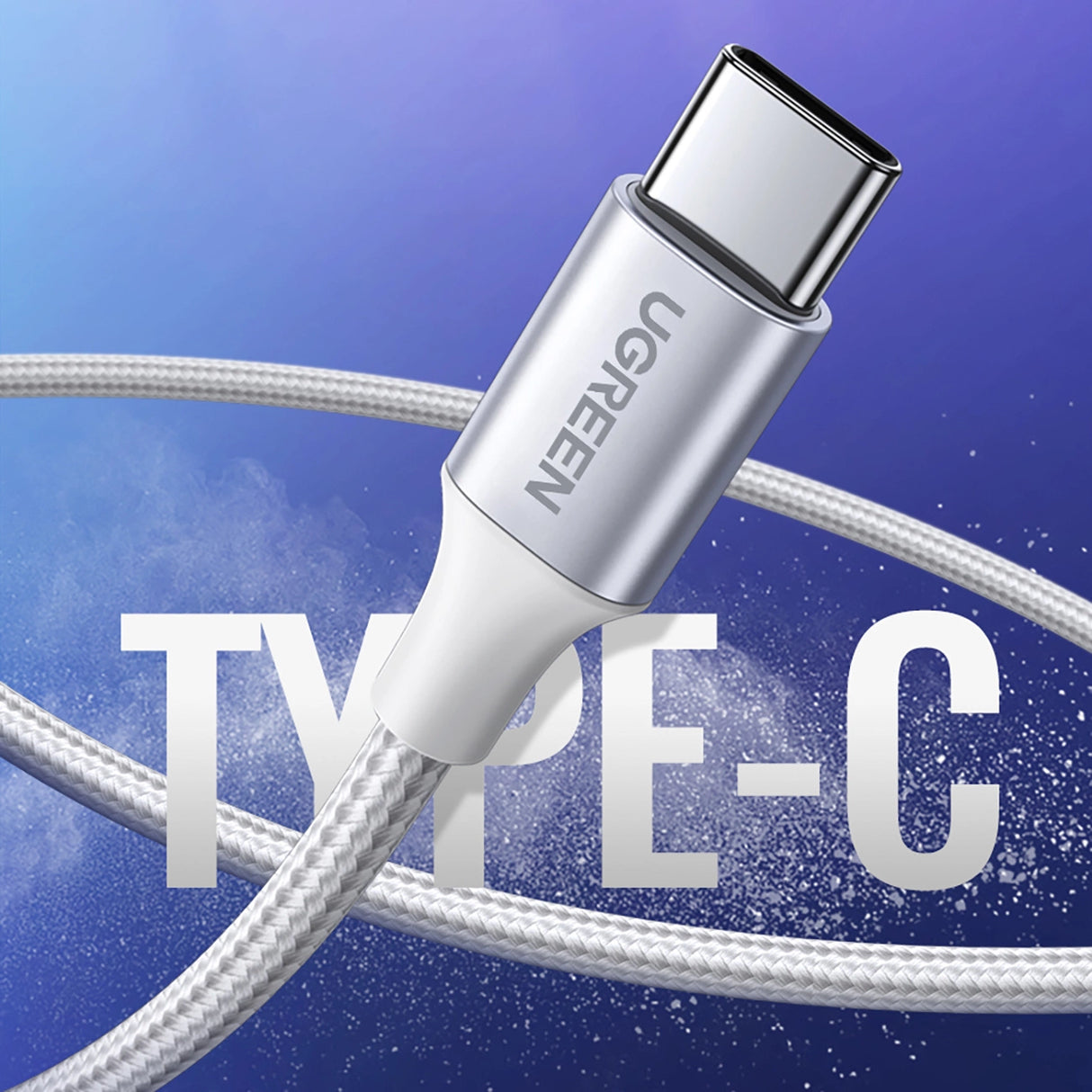 Grøn US288 60130 USB-A / USB-C QC 3.0 3A Kabel 0,5 m - Hvid