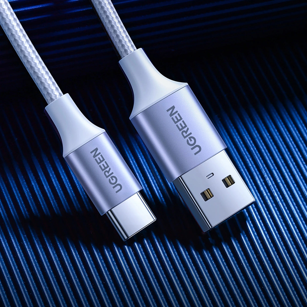 Grøn US288 60130 USB-A / USB-C QC 3.0 3A Kabel 0,5 m - Hvid