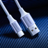 Grøn US288 60130 USB-A / USB-C QC 3.0 3A Kabel 0,5 m - Hvid