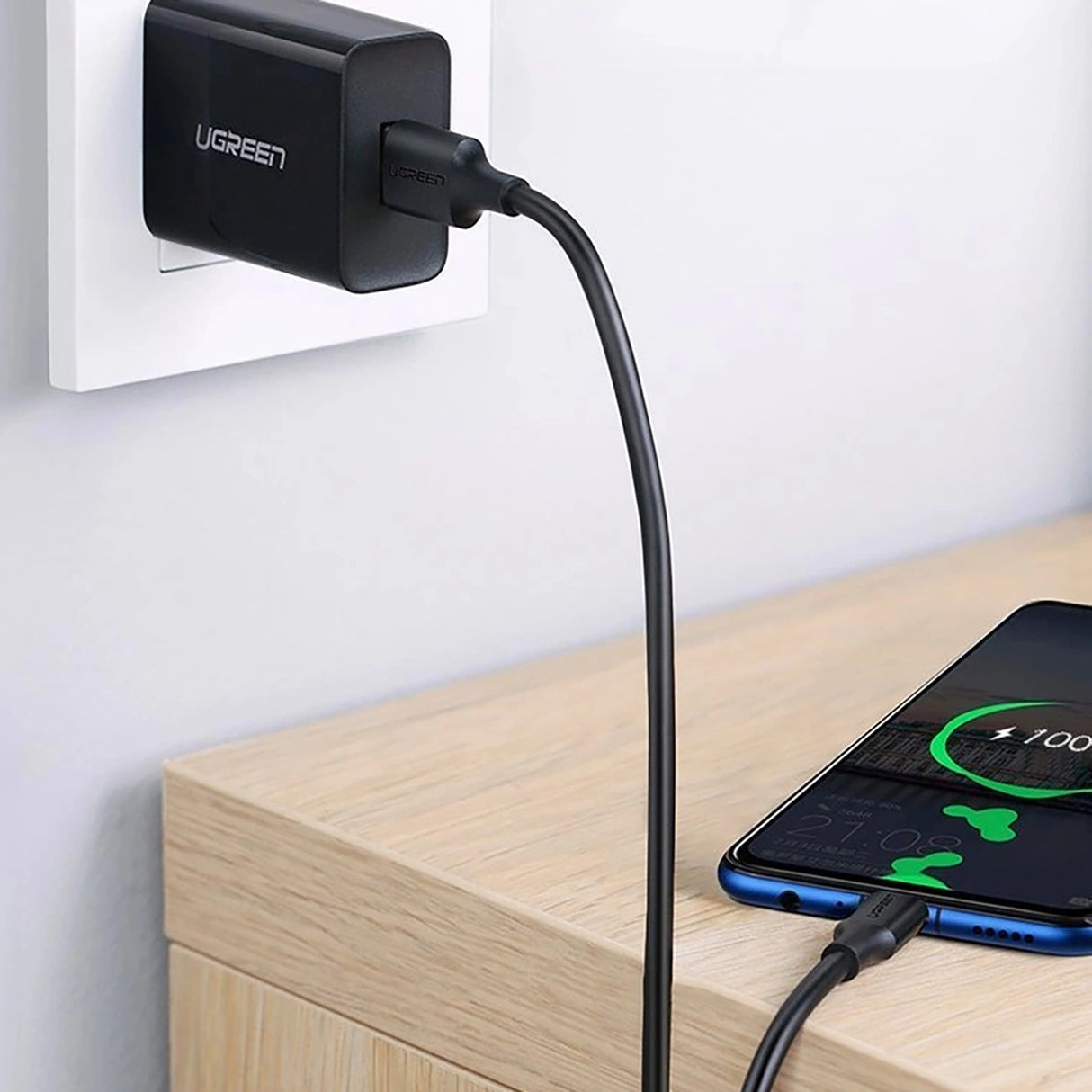Grøn US289 60134 mikro USB / USB-A-kabel 0,25 m - sort
