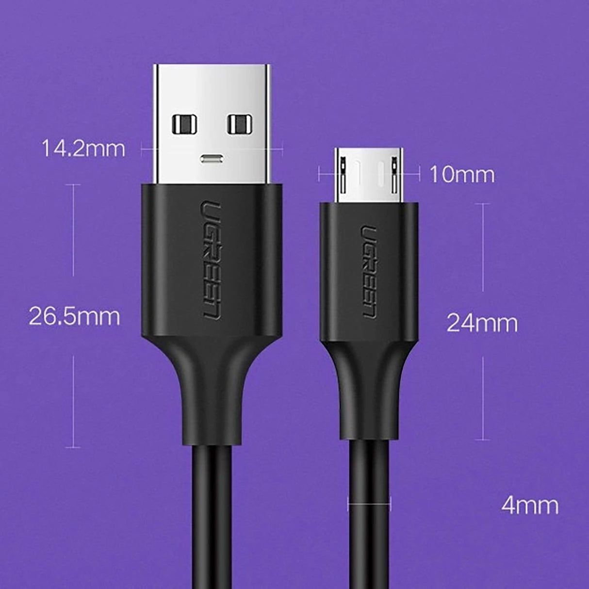 Grøn US289 60134 mikro USB / USB-A-kabel 0,25 m - sort