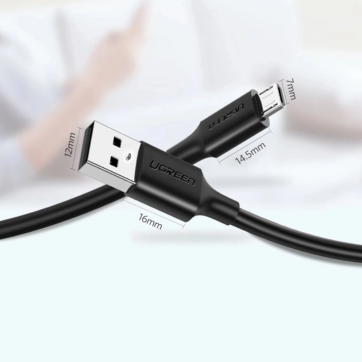 Grøn US289 60135 mikro USB / USB-A kabel 0,5 m - sort