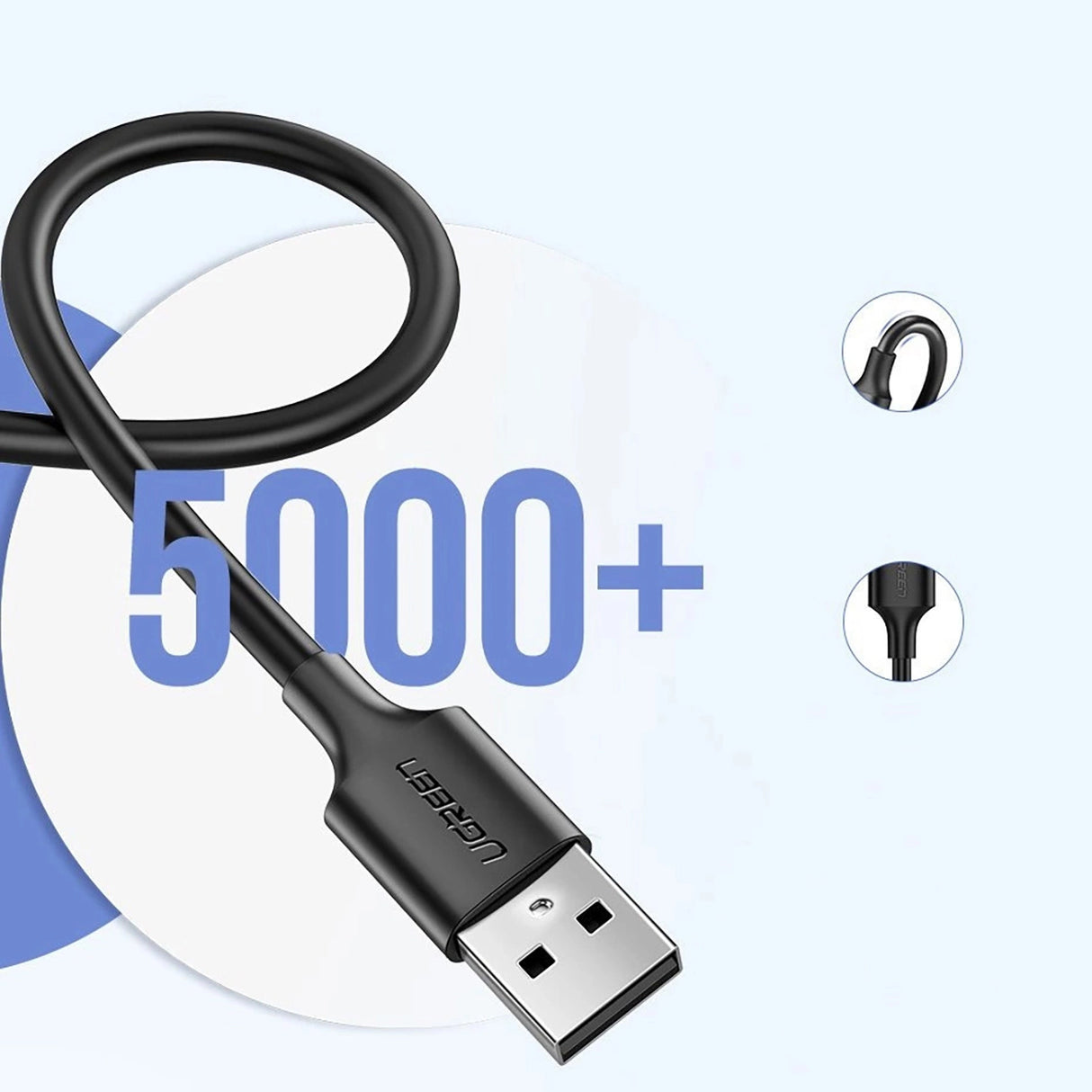 Grøn US289 60135 mikro USB / USB-A kabel 0,5 m - sort