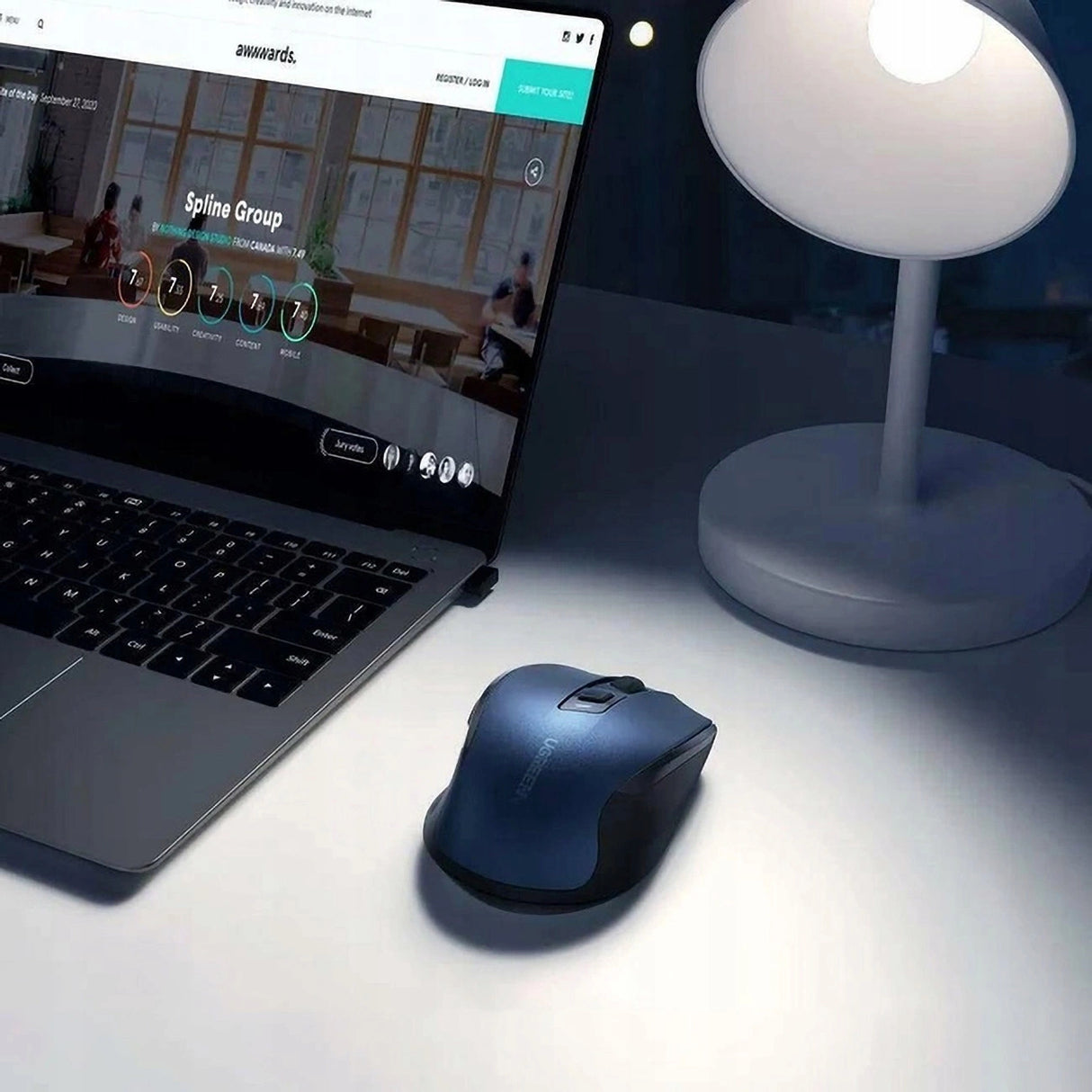 Ugreen MU006 optisk trådløs USB-mus 2,4 GHz 4000 DPI - blå