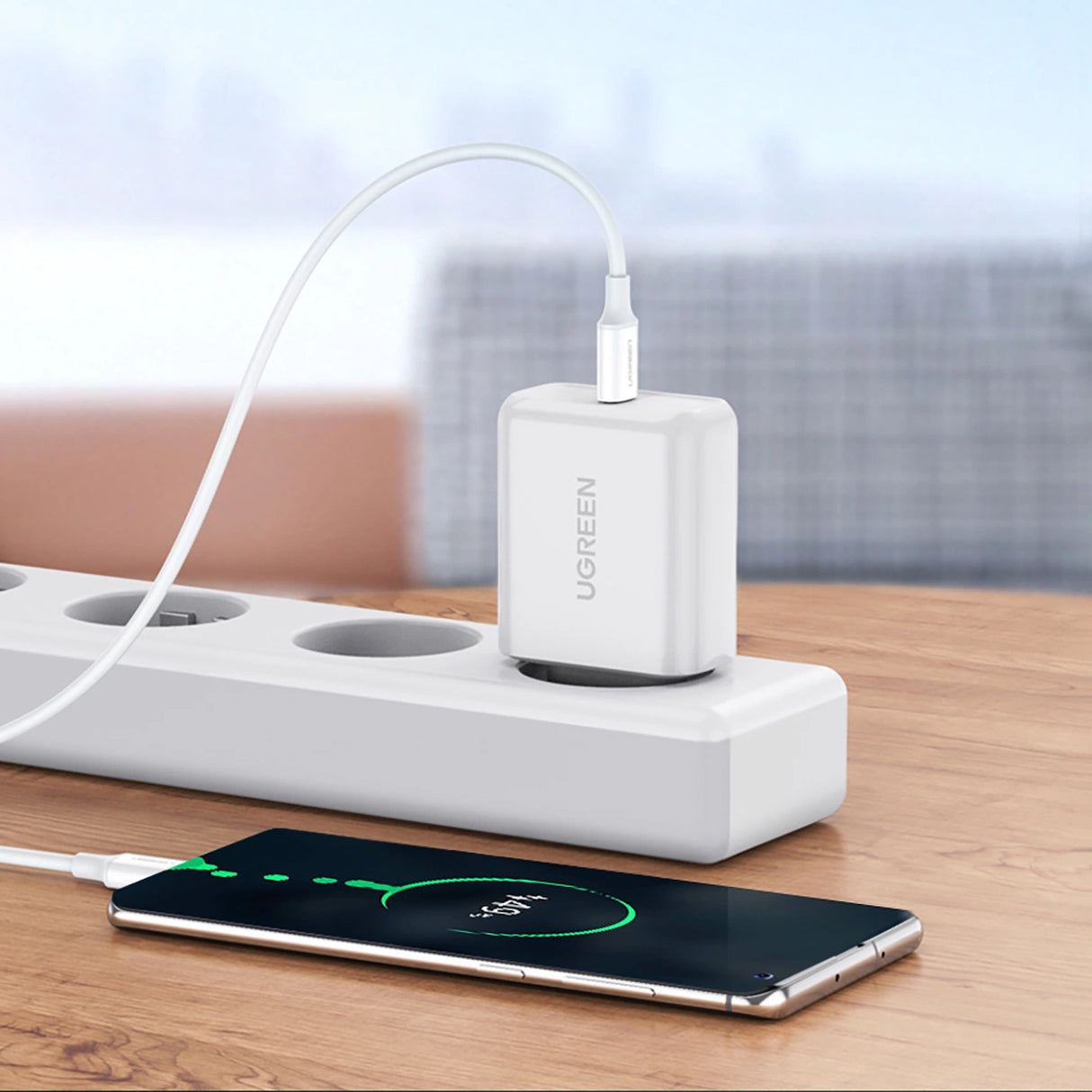 Grøn US264 60518 USB-C / USB-C PD QC AFC-kabel 1m - hvid