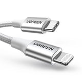 Ugreen US304 70523 USB-C / Lightning MFi kabel 1m - sølv