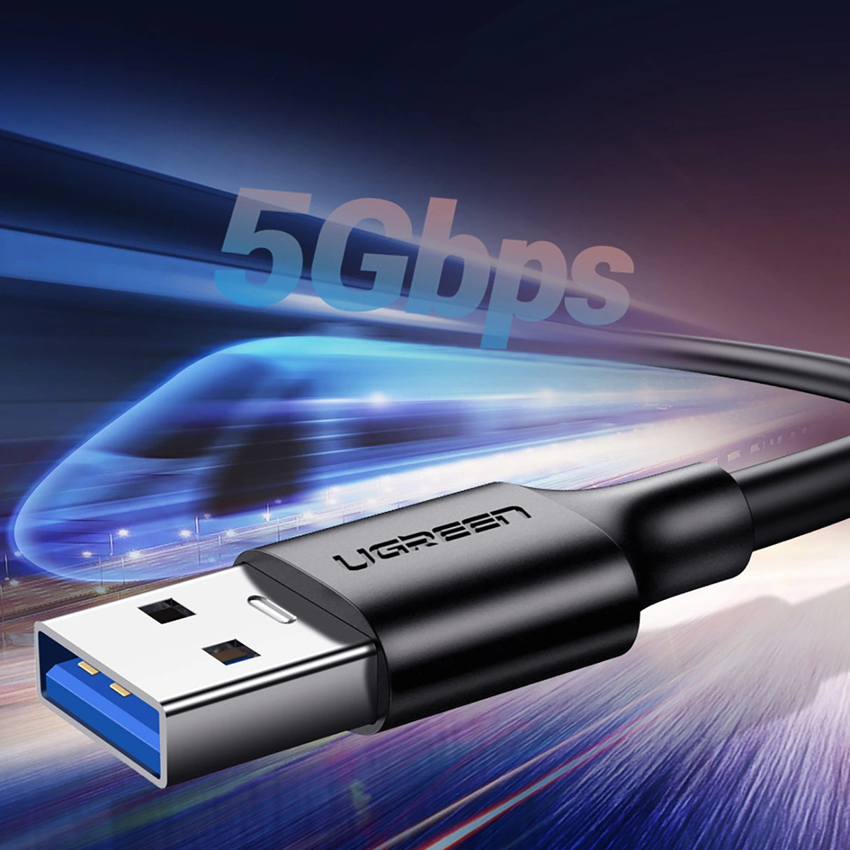 Ugreen US184 20884 USB-A 3.0 / USB-C 3A 2m kabel - sort
