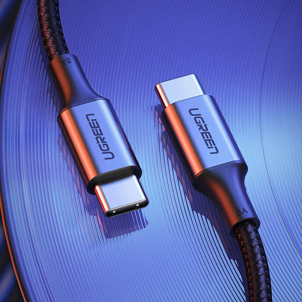 Ugreen US316 70428 USB-C - USB-C PD QC FCP-kabel 100W 5A 480Mb/s 1,5m - Grå