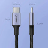 Ugreen US316 70428 USB-C - USB-C PD QC FCP-kabel 100W 5A 480Mb/s 1,5m - Grå