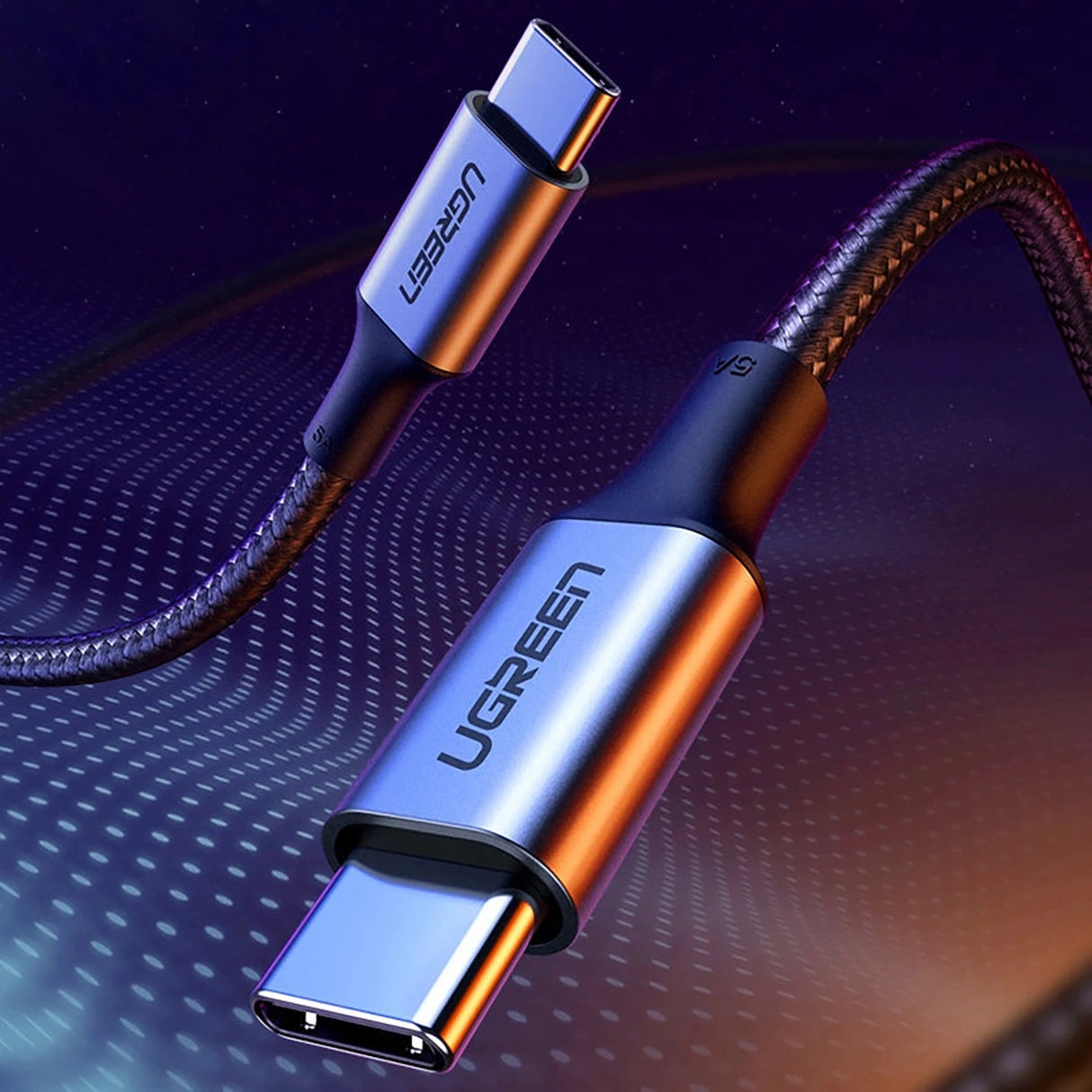 Ugreen US316 70428 USB-C - USB-C PD QC FCP-kabel 100W 5A 480Mb/s 1,5m - Grå