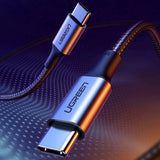 Ugreen US316 70428 USB-C - USB-C PD QC FCP-kabel 100W 5A 480Mb/s 1,5m - Grå