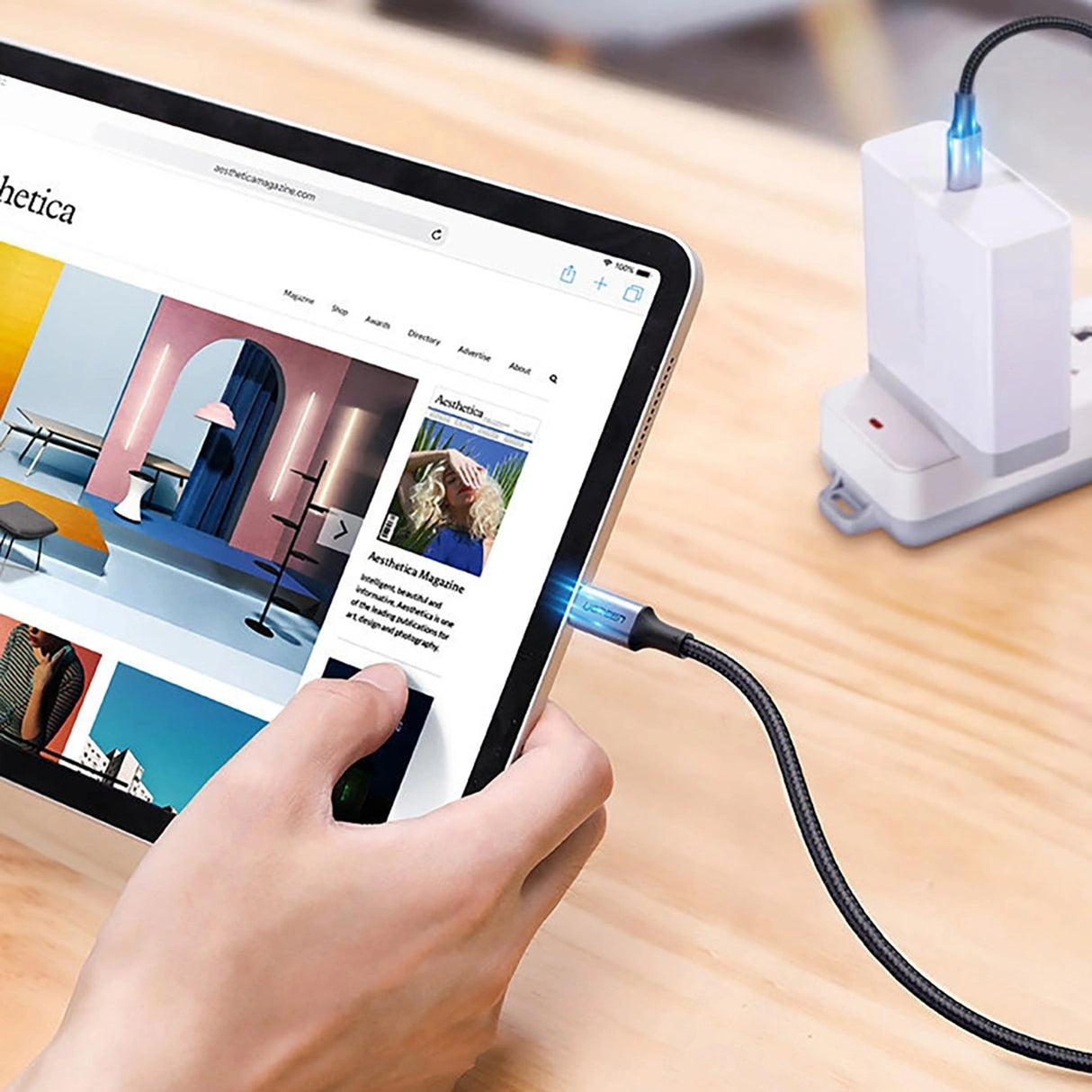 Ugreen US316 70428 USB-C - USB-C PD QC FCP-kabel 100W 5A 480Mb/s 1,5m - Grå