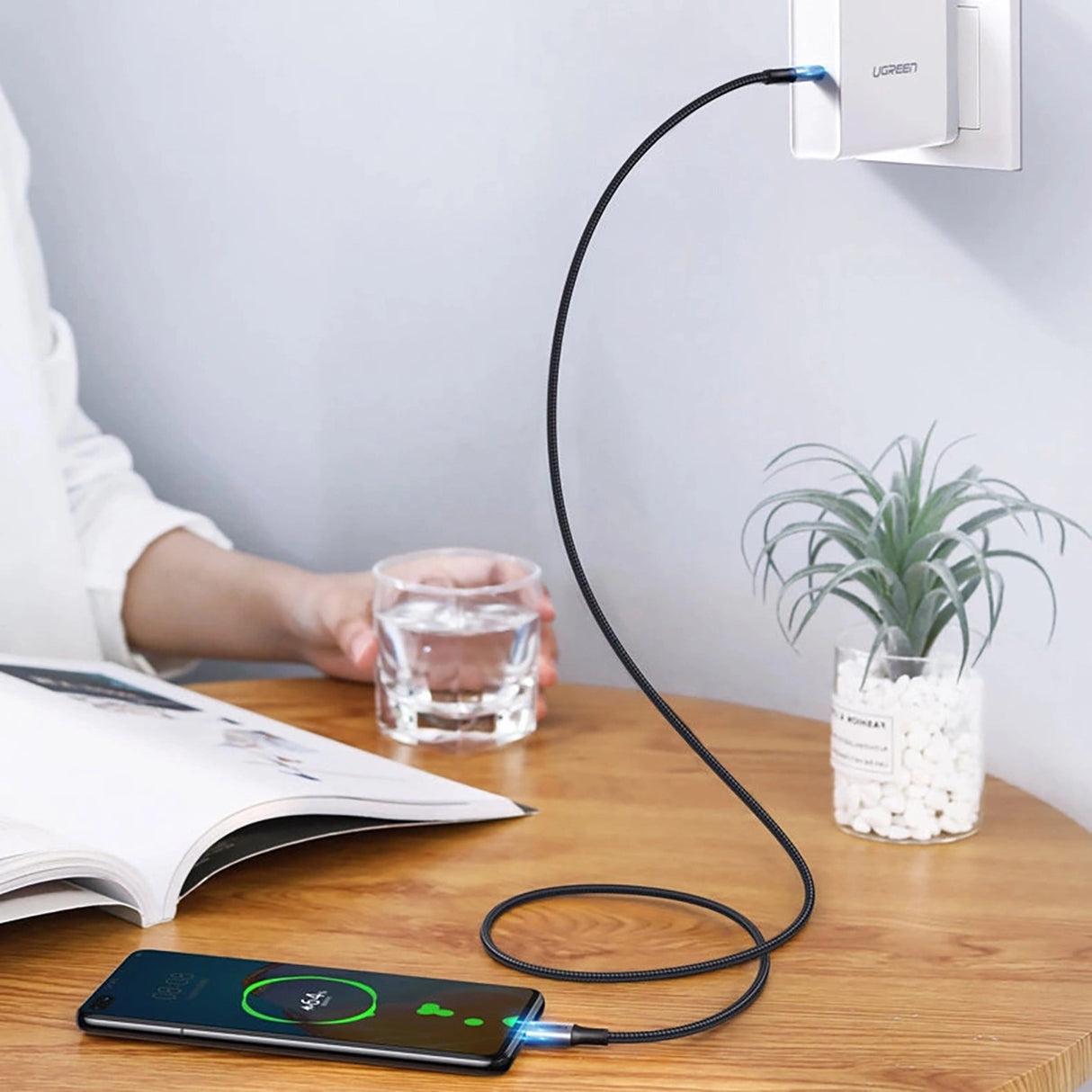 Ugreen US316 70428 USB-C - USB-C PD QC FCP-kabel 100W 5A 480Mb/s 1,5m - Grå