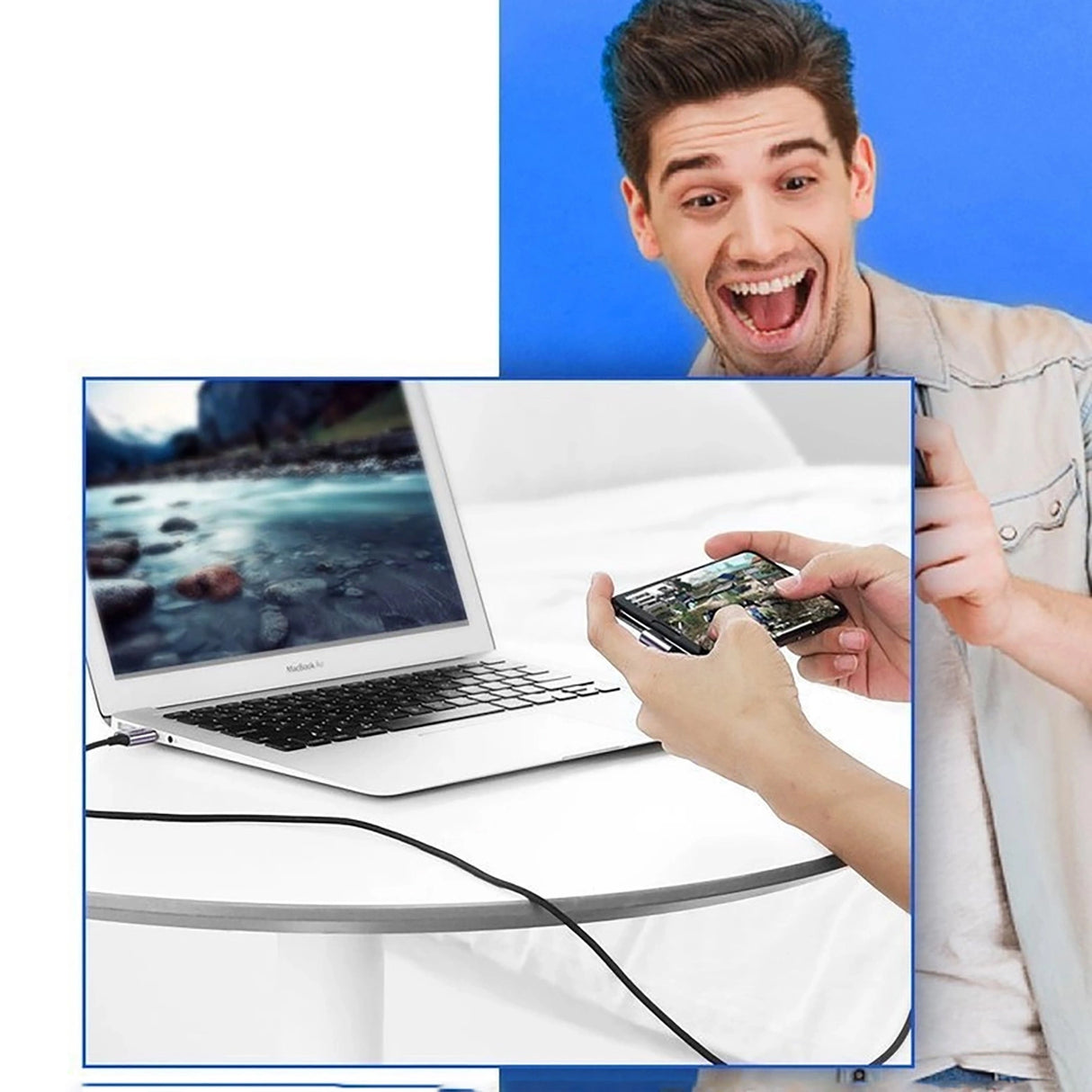 Ugreen US284 70255 USB-A (ret) / USB-C (vinklet) 3A Kabel 3m - Grå