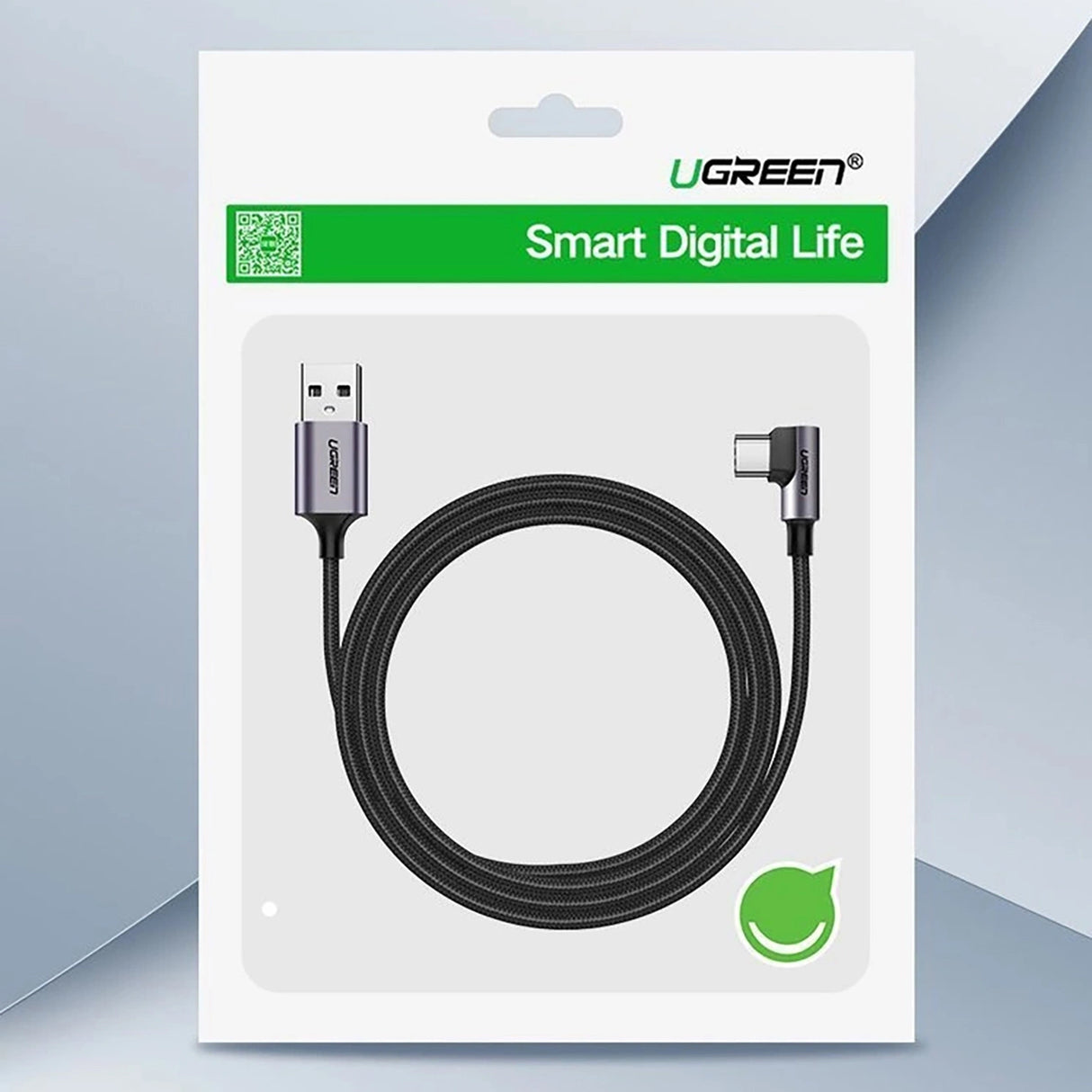 Ugreen US284 70255 USB-A (ret) / USB-C (vinklet) 3A Kabel 3m - Grå