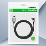 Ugreen US284 70255 USB-A (ret) / USB-C (vinklet) 3A Kabel 3m - Grå