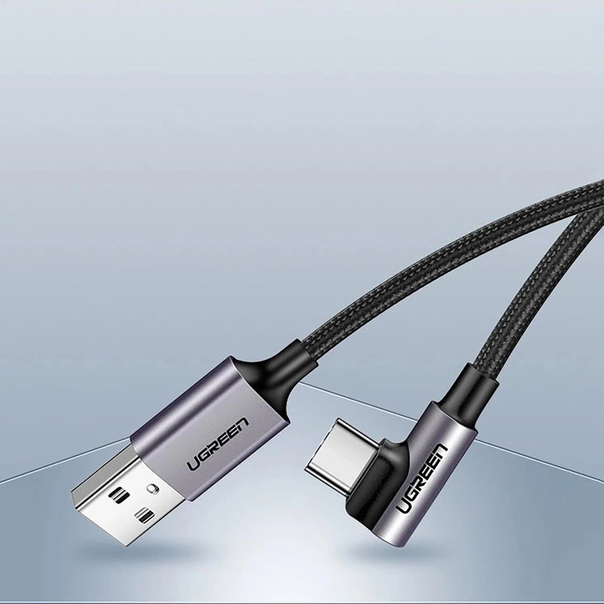 Ugreen US284 70255 USB-A (ret) / USB-C (vinklet) 3A Kabel 3m - Grå
