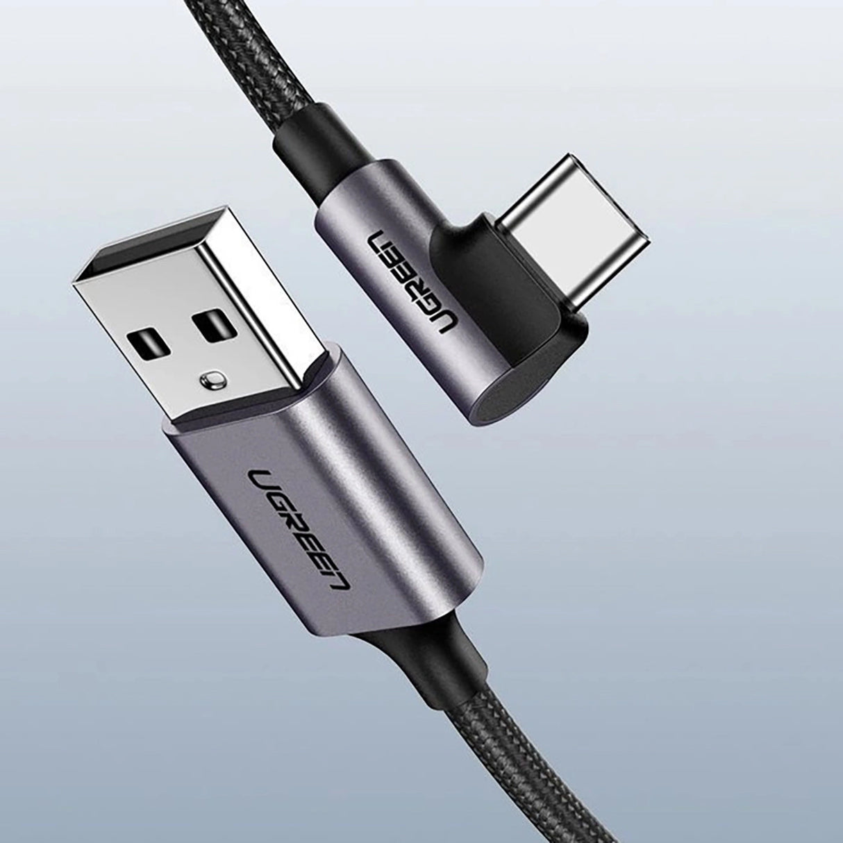 Ugreen US284 70255 USB-A (ret) / USB-C (vinklet) 3A Kabel 3m - Grå