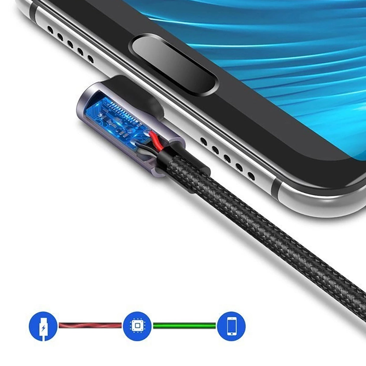 Ugreen US284 70255 USB-A (ret) / USB-C (vinklet) 3A Kabel 3m - Grå