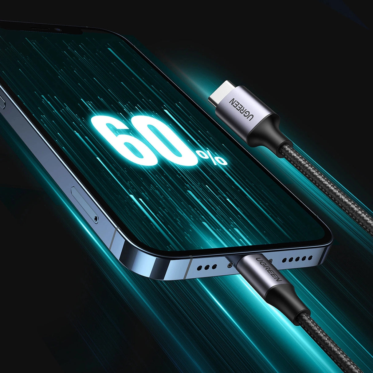 Ugreen US304 60760 Lightning - USB-C 2.0 MFi-kabel 1,5 m - Grå