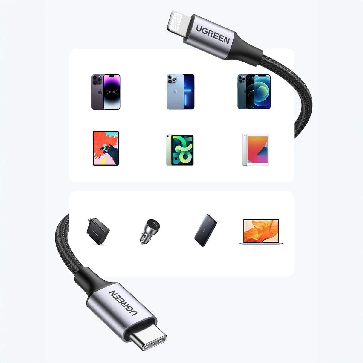 Ugreen US304 60759 Lightning - USB-C 2.0 MFi Kabel 1m - Grå