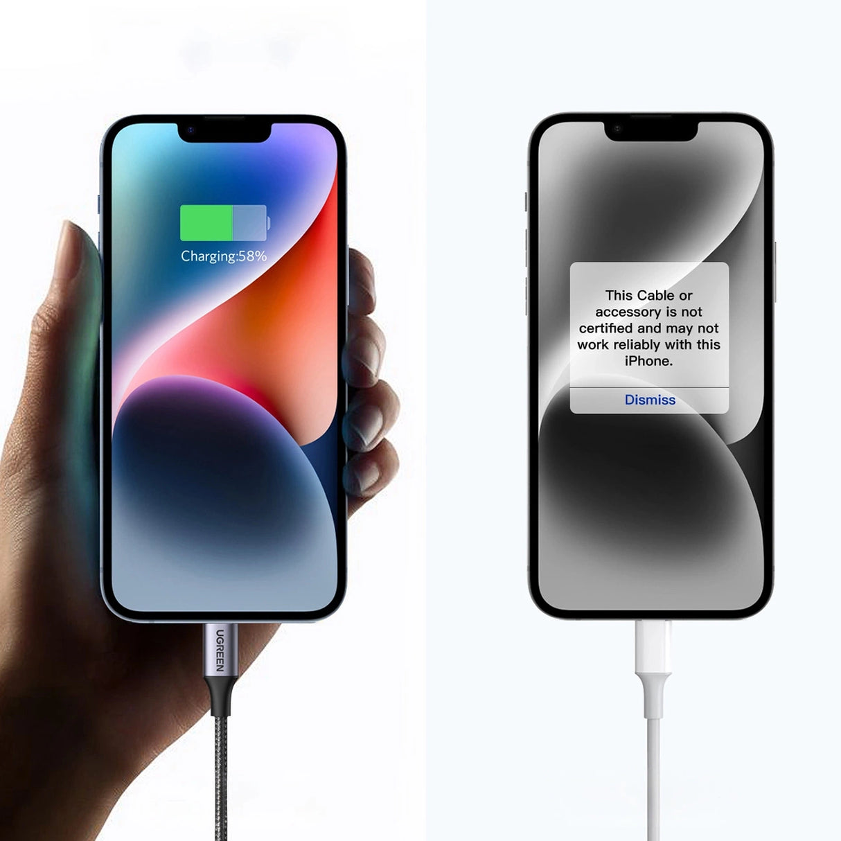 Ugreen US304 60759 Lightning - USB-C 2.0 MFi Kabel 1m - Grå