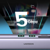 Ugreen CM512 90568 USB-C Adapter - 2x USB-A 3.0 / HDMI / RJ45 / SD og TF Card Reader / USB-C PD 100W - Grå