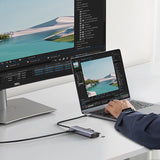 Ugreen CM512 90568 USB-C Adapter - 2x USB-A 3.0 / HDMI / RJ45 / SD og TF Card Reader / USB-C PD 100W - Grå
