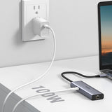 Ugreen CM512 90568 USB-C Adapter - 2x USB-A 3.0 / HDMI / RJ45 / SD og TF Card Reader / USB-C PD 100W - Grå