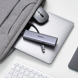 Ugreen CM512 90568 USB-C Adapter - 2x USB-A 3.0 / HDMI / RJ45 / SD og TF Card Reader / USB-C PD 100W - Grå