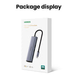 Ugreen CM512 90568 USB-C Adapter - 2x USB-A 3.0 / HDMI / RJ45 / SD og TF Card Reader / USB-C PD 100W - Grå