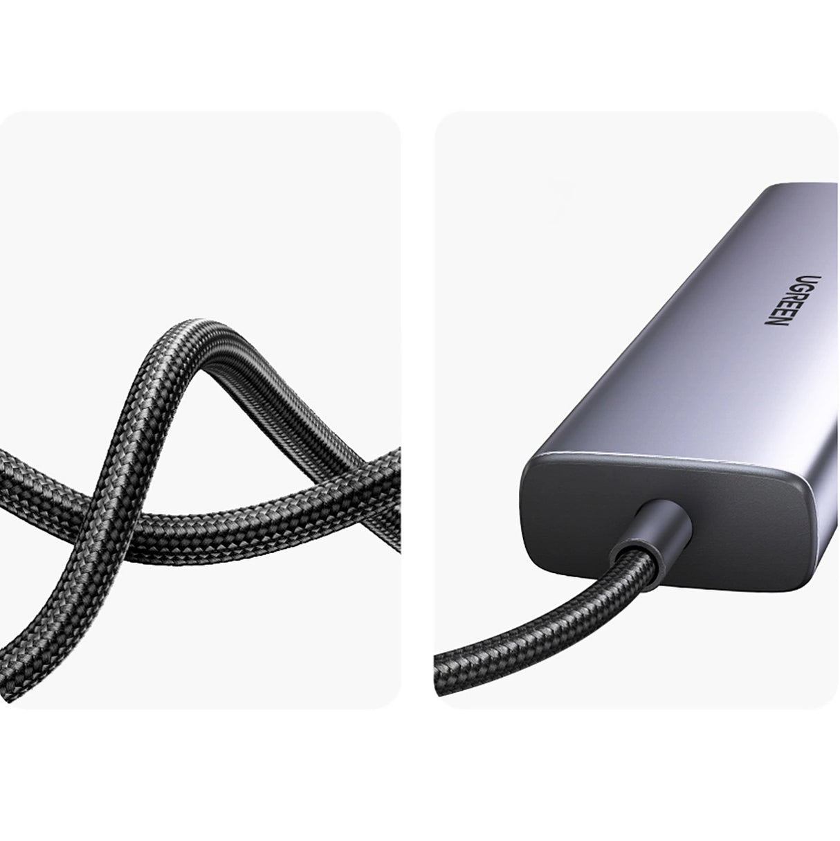 Ugreen CM512 90568 USB-C Adapter - 2x USB-A 3.0 / HDMI / RJ45 / SD og TF Card Reader / USB-C PD 100W - Grå