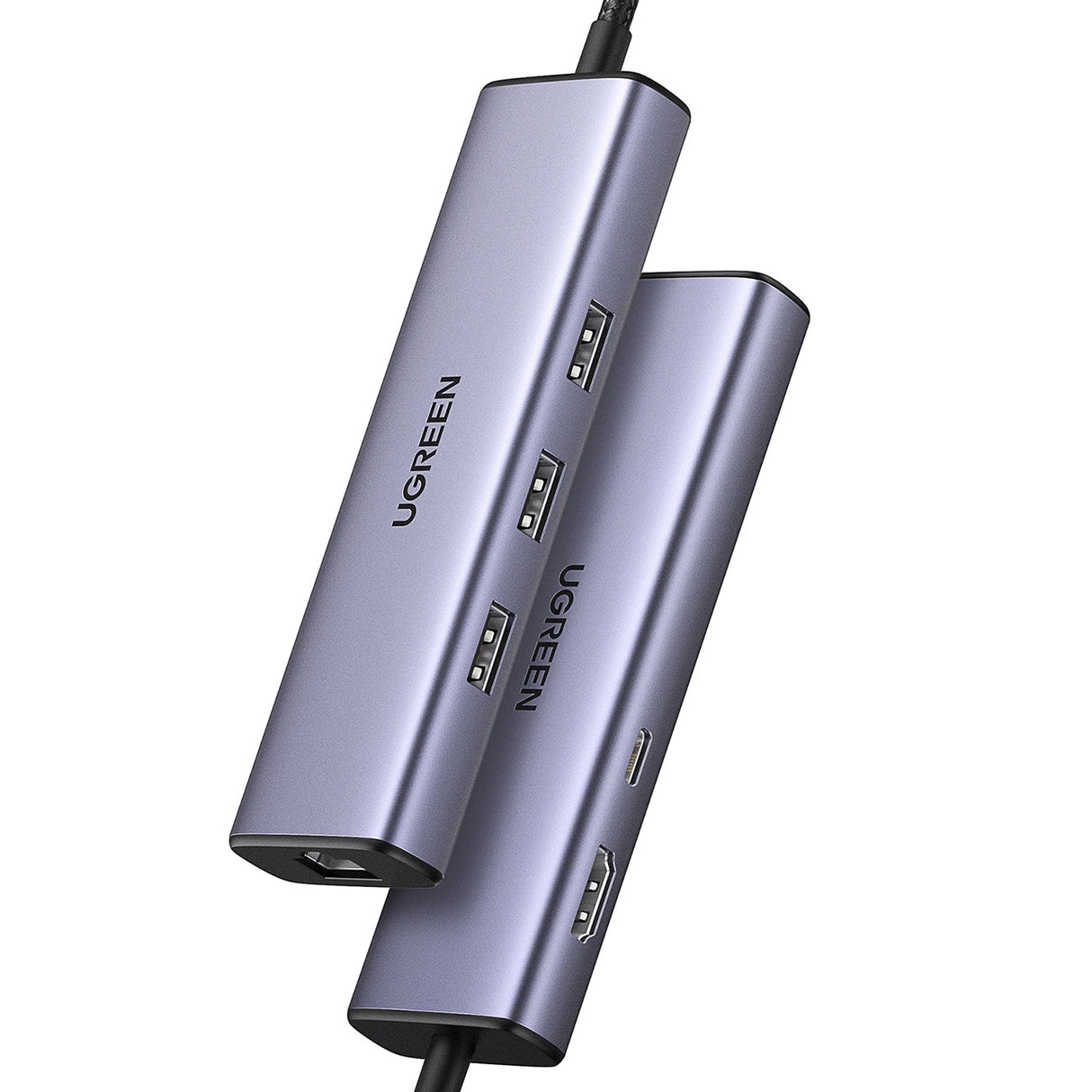 HUB Ugreen CM512 15598 6in1 USB-C - 3x USB-A 3.0 / HDMI / RJ45 / USB-C PD - grå