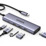HUB Ugreen CM511 15597 5in1 USB-C - USB-C PD / HDMI / 3x USB-A 3.0 - grå