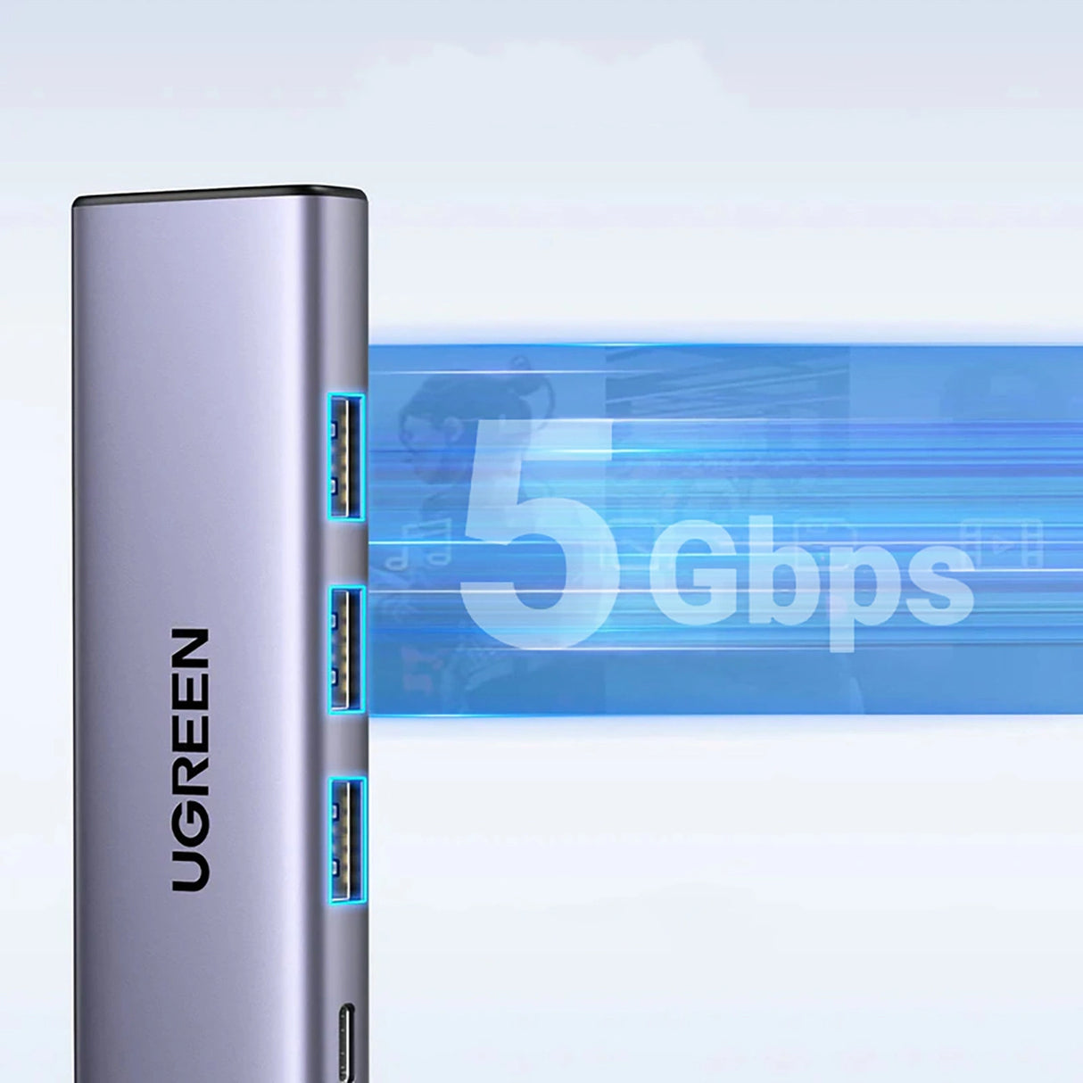 HUB Ugreen CM511 15597 5in1 USB-C - USB-C PD / HDMI / 3x USB-A 3.0 - grå