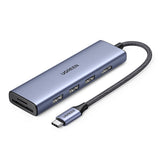 HUB Ugreen CM511 20956A 6in1 USB-C - HDMI / 3x USB-A 3.0 / SD/TF-kortlæser - grå