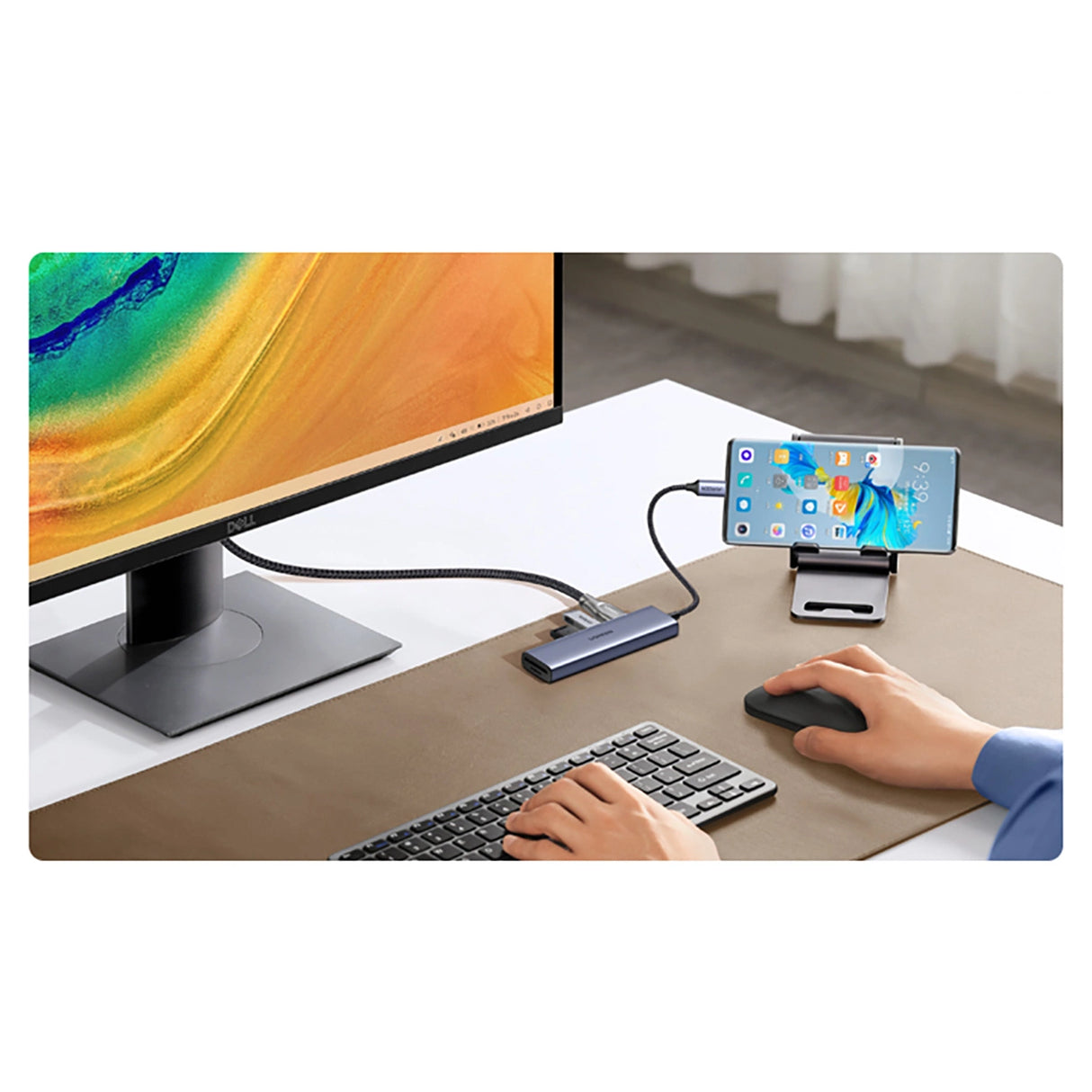 HUB Ugreen CM511 20956A 6in1 USB-C - HDMI / 3x USB-A 3.0 / SD/TF-kortlæser - grå