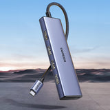 HUB Ugreen CM511 20956A 6in1 USB-C - HDMI / 3x USB-A 3.0 / SD/TF-kortlæser - grå