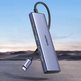 HUB Ugreen CM511 20956A 6in1 USB-C - HDMI / 3x USB-A 3.0 / SD/TF-kortlæser - grå