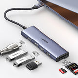 HUB Ugreen CM511 20956A 6in1 USB-C - HDMI / 3x USB-A 3.0 / SD/TF-kortlæser - grå