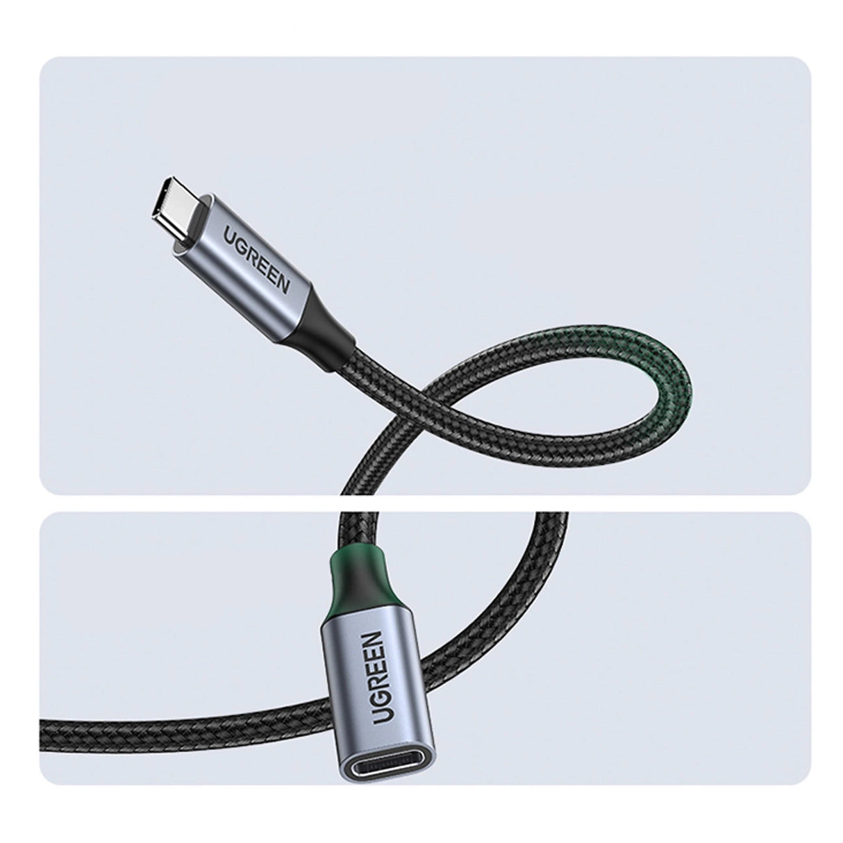 Ugreen US372 80810 USB-C - USB-C PD QC kabel 100W 5A 10Gbps 0,5m - grå