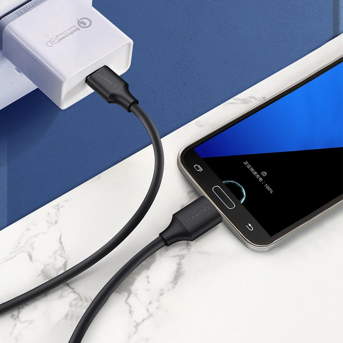 Grøn US130 10840 USB-A 3.0 - mikro USB-B kabel 0,5 m - sort