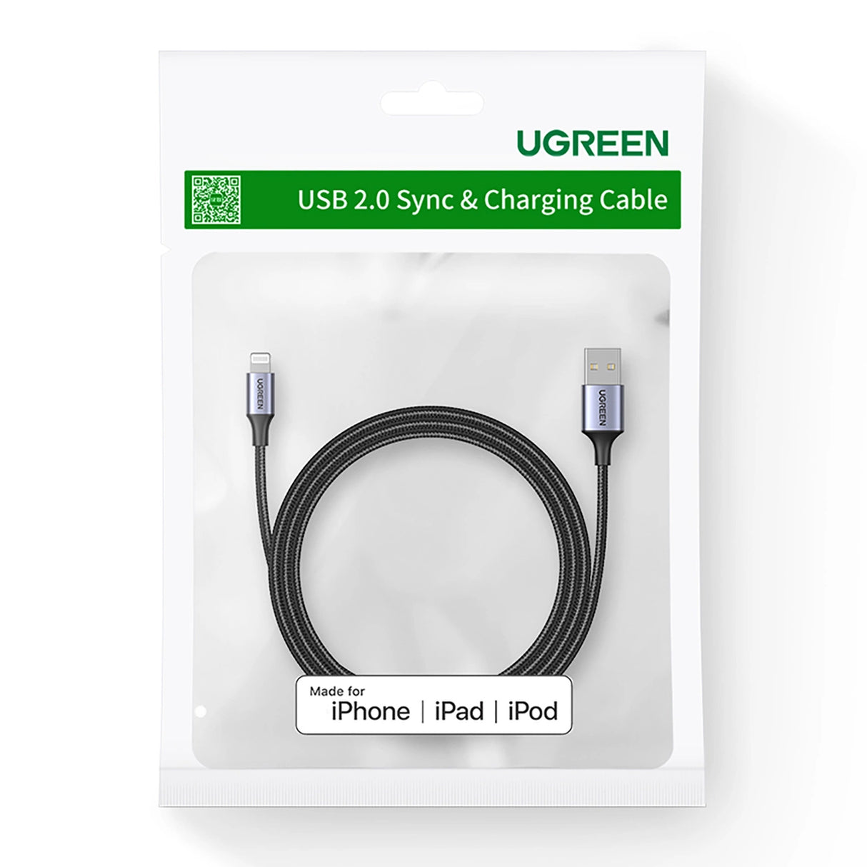 Ugreen US199 60157 USB-A / Lightning MFi-kabel 1,5 m - sort