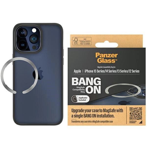 MagSafe PanzerGlass Bang ON-ring til iPhone 12 / 13 / 14 / 15 - sølv