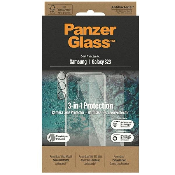 PanzerGlass Bundle 3in1 Gennemsigtige Case + Film + Kamerabeskytter til Samsung Galaxy S23