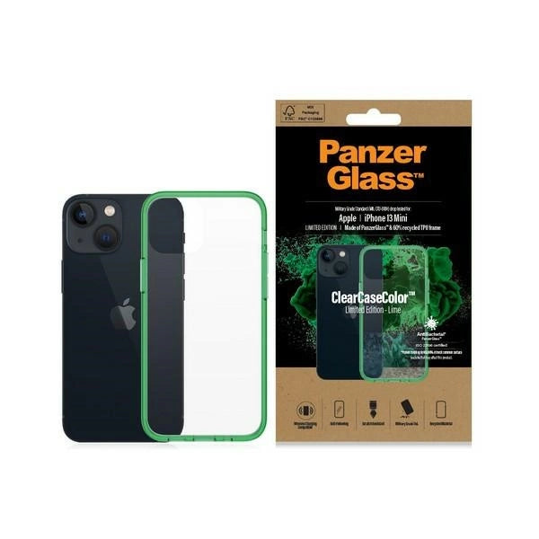 PanzerGlass ClearCase antibakteriel Military Grade certificeret sag til iPhone 13 mini - gennemsigtig grøn