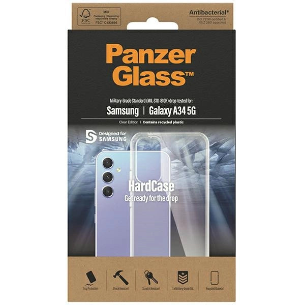 PanzerGlass HardCase antibakteriel Military Grade certificeret sag til Samsung Galaxy A34 5G - gennemsigtig