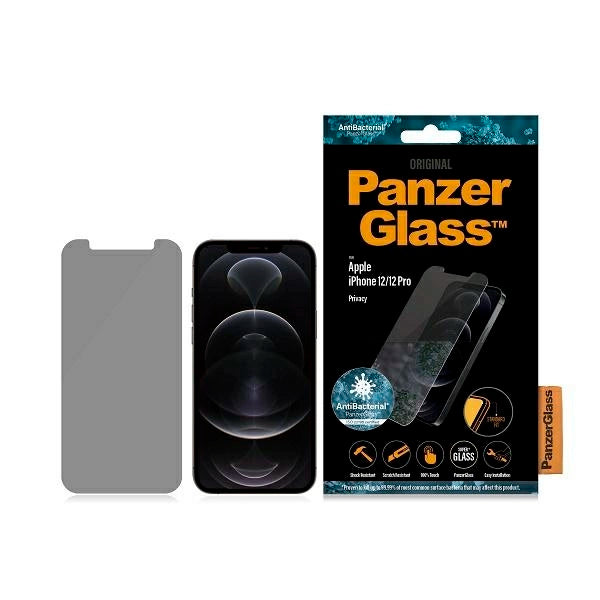 PanzerGlass Standard Super+ antibakterielt privatlivshærdet glas til iPhone 12 / 12 Pro